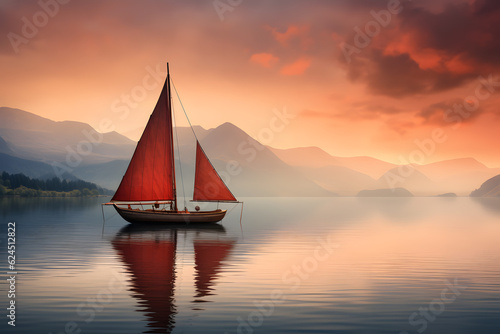 A boat sailing on a lake. Cruising on the yacht