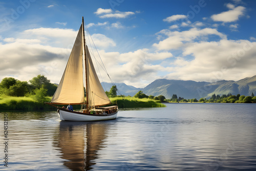 A boat sailing on a lake