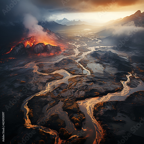a view of volcanic in Iceland 