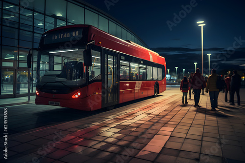 bus stopping with red bus at a station