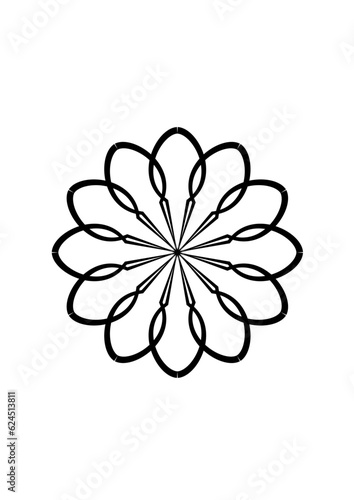 Rosette in form einer sternförmigen blüte mit abgerundeten blütenblättern
