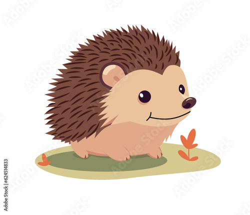 Cute baby hedgehog cartoon on white background