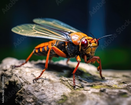A photorealistic image of a super macro shot of Cicada,  macro lens, emphasizing the detail and realism of image. Generative AI © Razvan