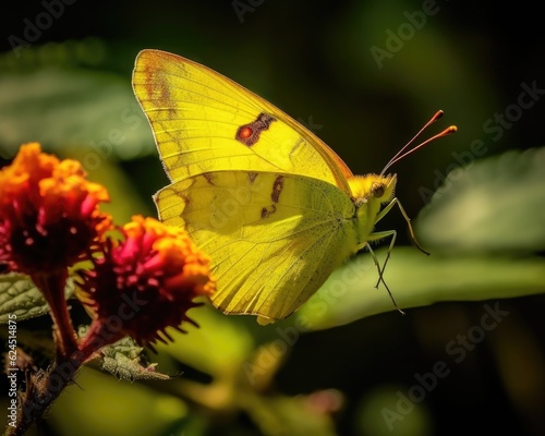 A photorealistic image of a super macro shot of Common brimstone butterfly,  macro lens, emphasizing the detail and realism of image. Generative AI © Razvan