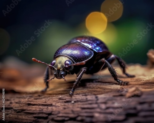 A photorealistic image of a super macro shot of Dung beetle,  macro lens, emphasizing the detail and realism of image. Generative AI © Razvan