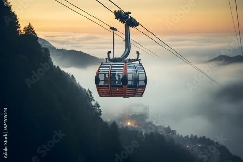 cable car hanging from a wire