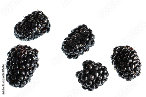 Fresh blackberry isolated on white background. Top view.  photo