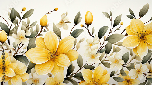 Yellow Flowers Watercolor Seamless Pattern