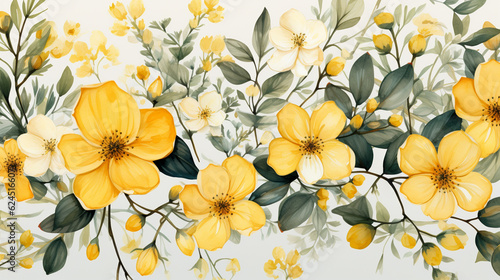 Yellow Flowers Seamless Pattern Design