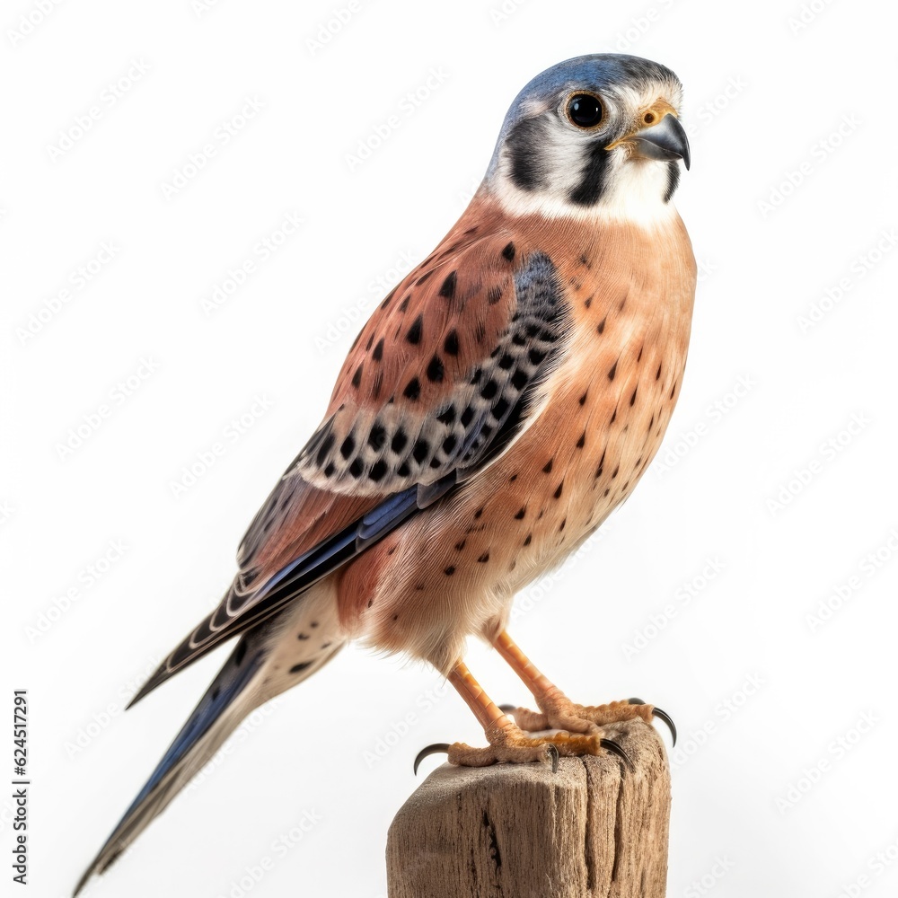 American kestrel bird isolated on white. Generative AI American kestrel bird isolated on white. Generative AI