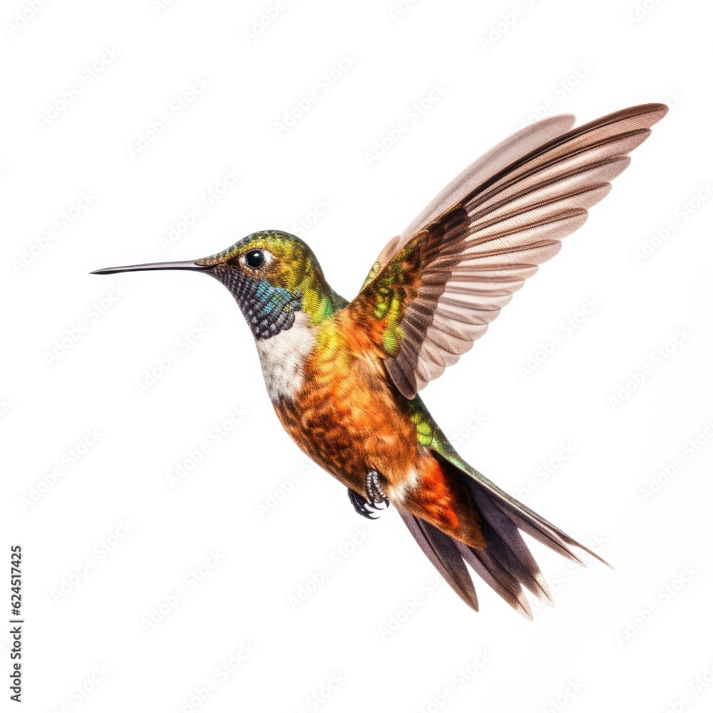 Fototapeta premium Buff-bellied hummingbird bird isolated on white. Generative AI