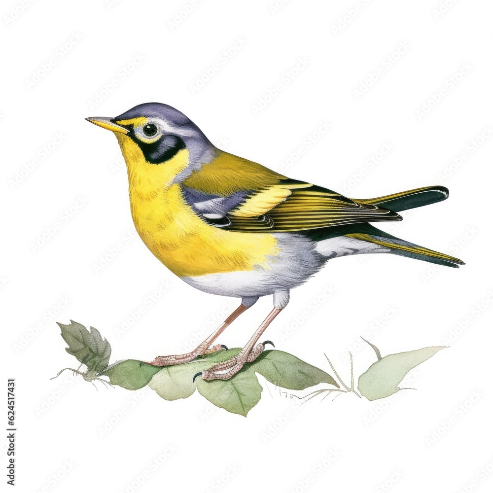 Fototapeta premium Canada warbler bird isolated on white. Generative AI