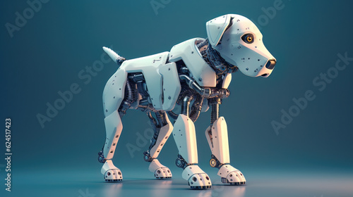 AI generated Vintage steampunk dog on dark background.