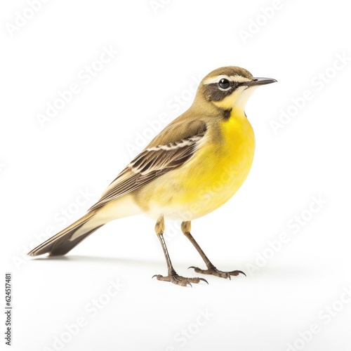 Eastern yellow wagtail bird isolated on white. Generative AI