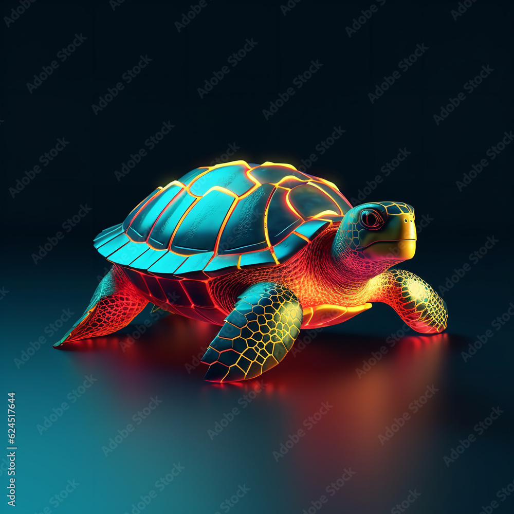 turtle red golden and green illuminations 3d Generative AI turtle red golden and green illuminations 3d Generative AI