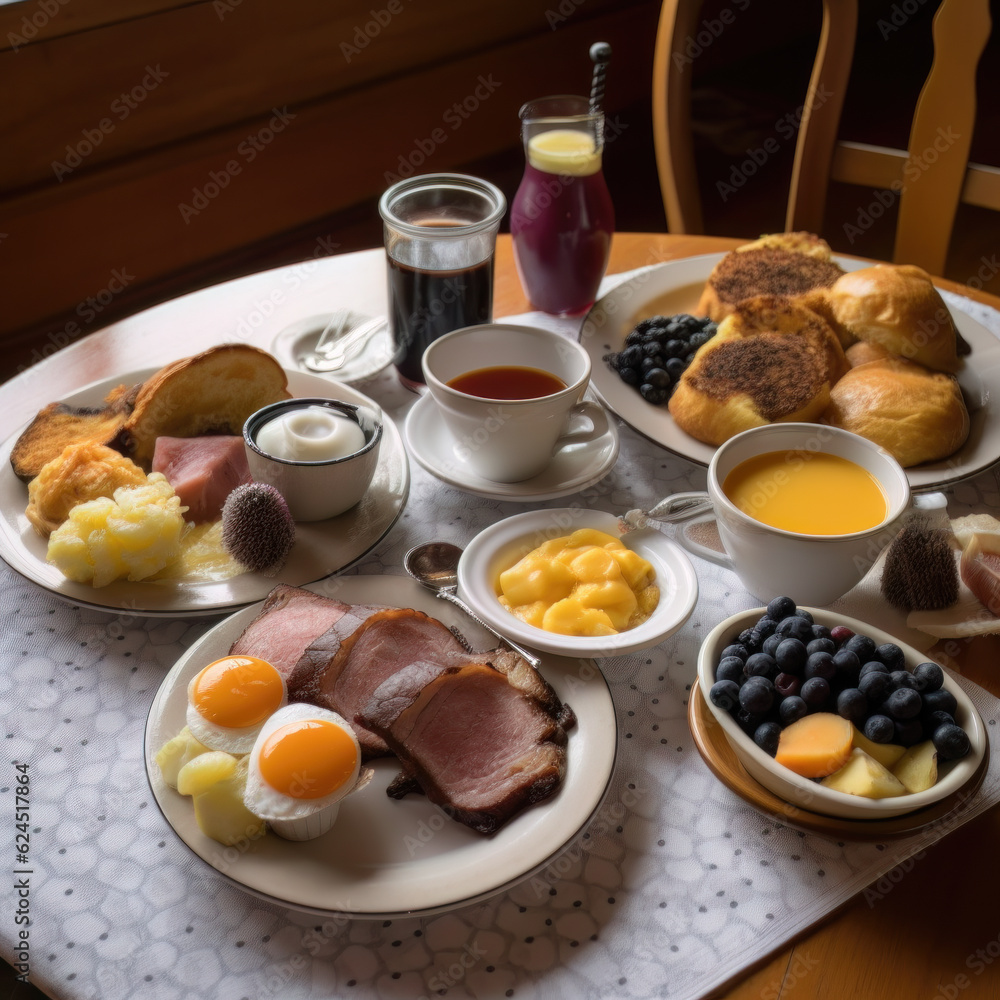 AI generated served English breackfast AI generated served English breackfast