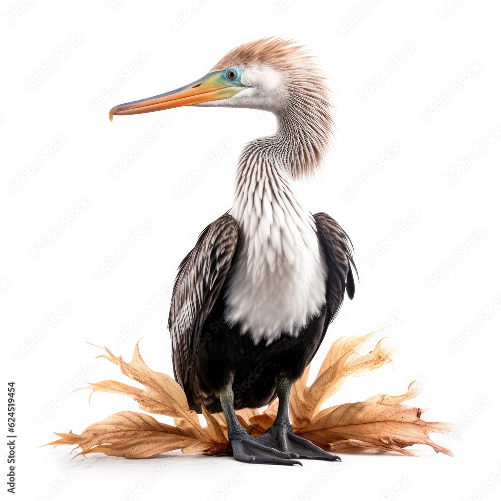 Anhinga bird isolated on white. Generative AI Anhinga bird isolated on white. Generative AI
