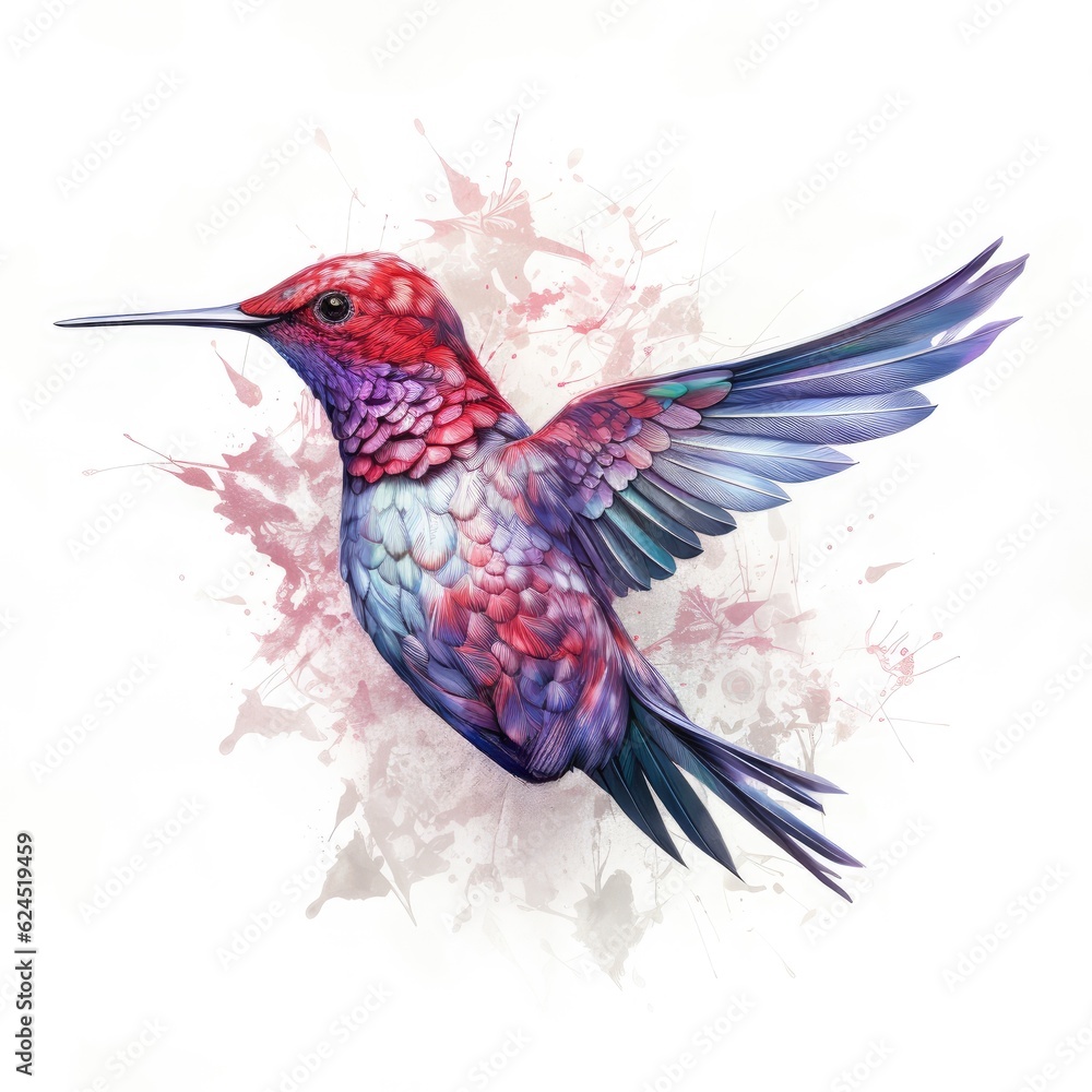 Fototapeta premium Annas hummingbird bird isolated on white. Generative AI