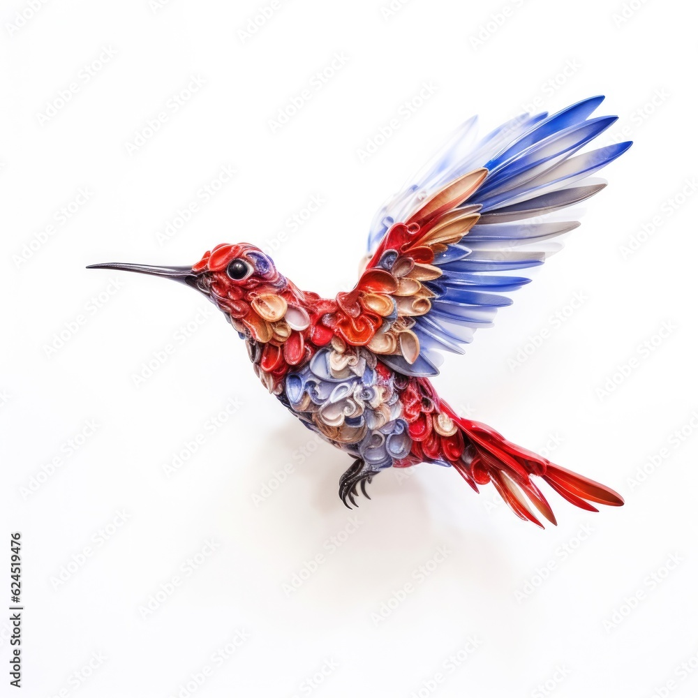 Obraz premium Berylline hummingbird bird isolated on white. Generative AI