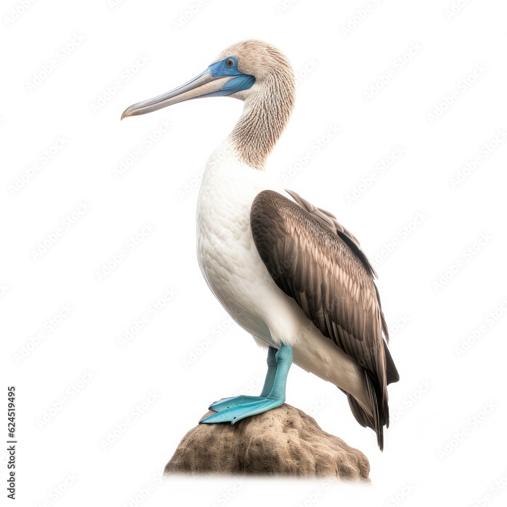 Blue-footed booby bird isolated on white. Generative AI Blue-footed booby bird isolated on white. Generative AI