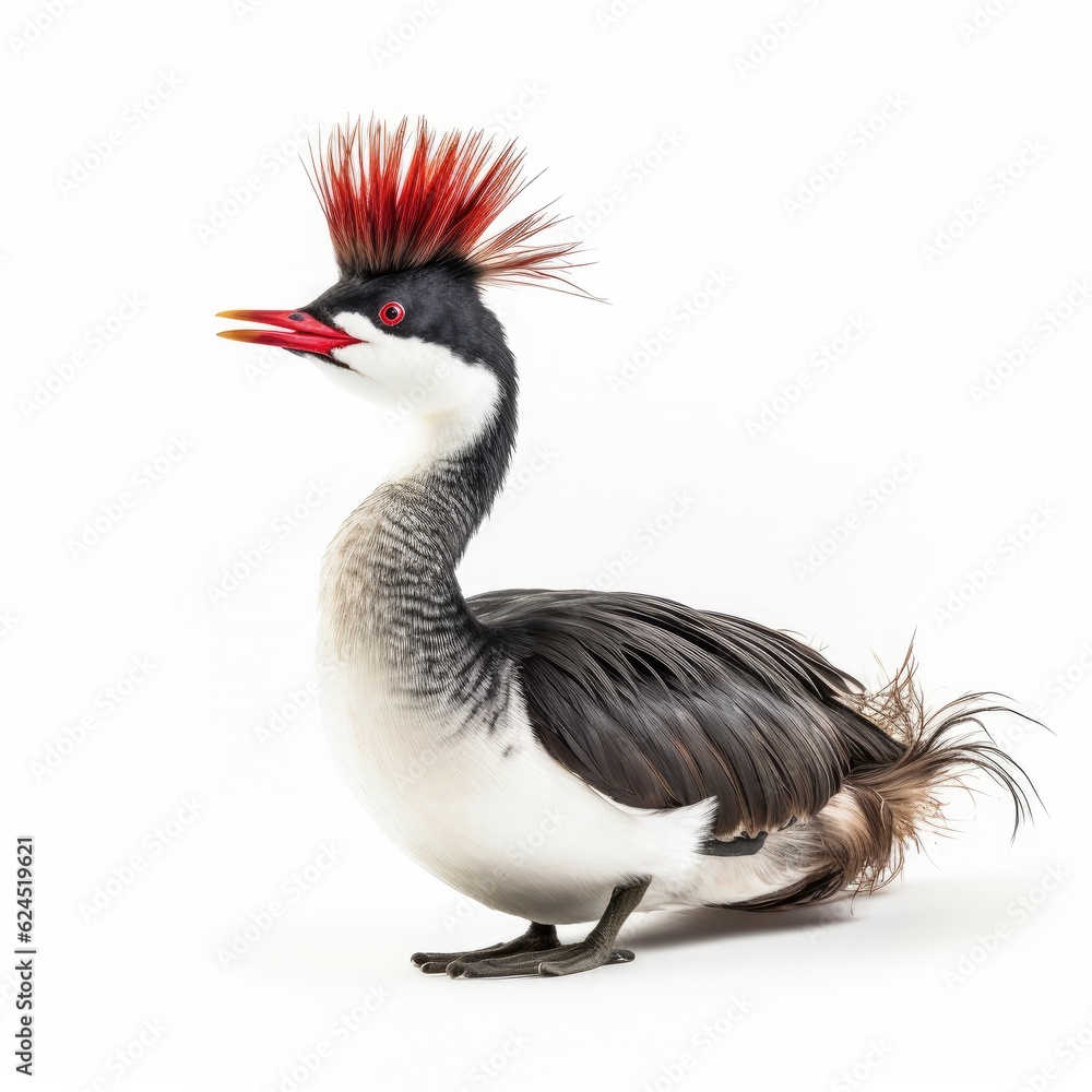 Horned grebe bird isolated on white. Generative AI Horned grebe bird isolated on white. Generative AI