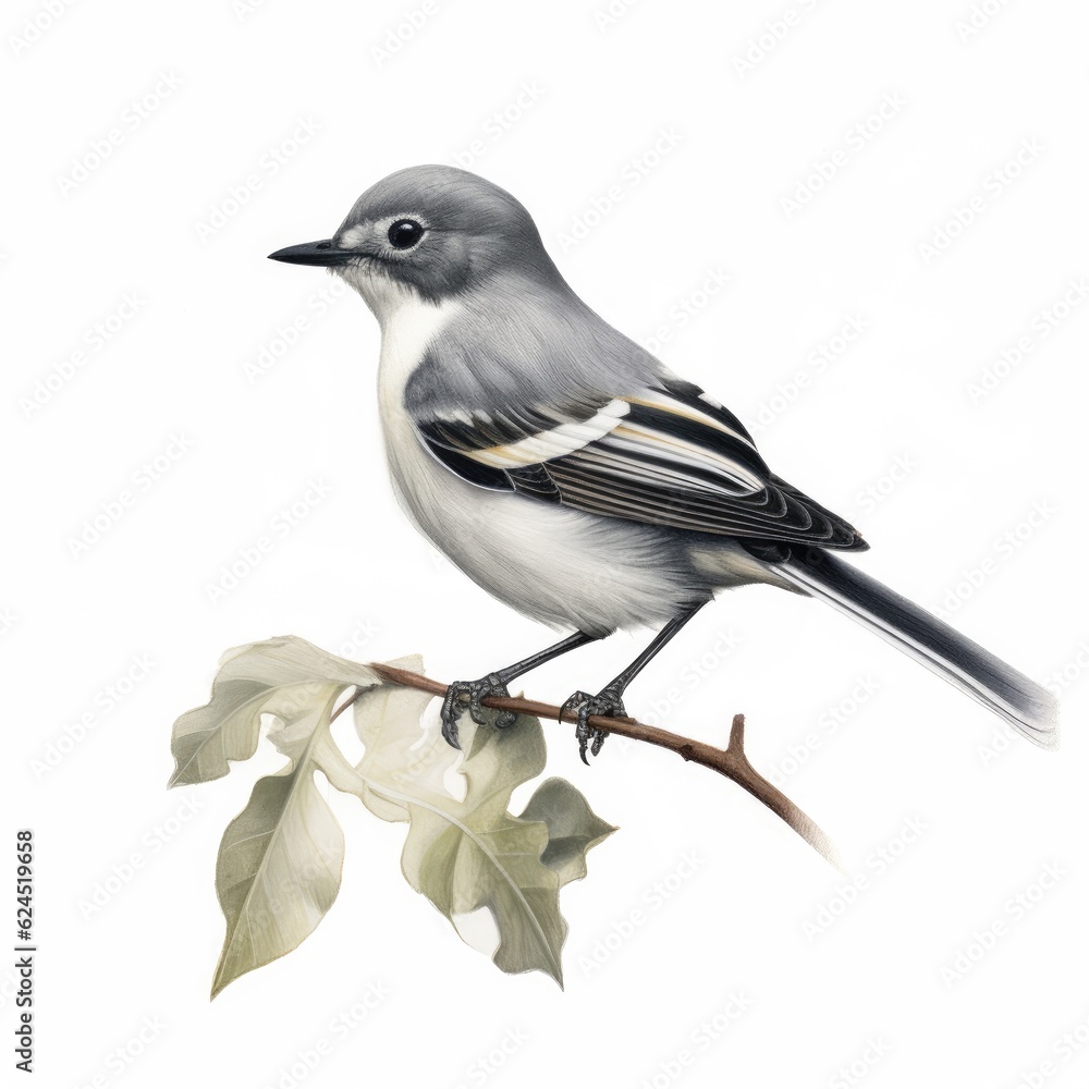 Gray vireo bird isolated on white. Generative AI Gray vireo bird isolated on white. Generative AI