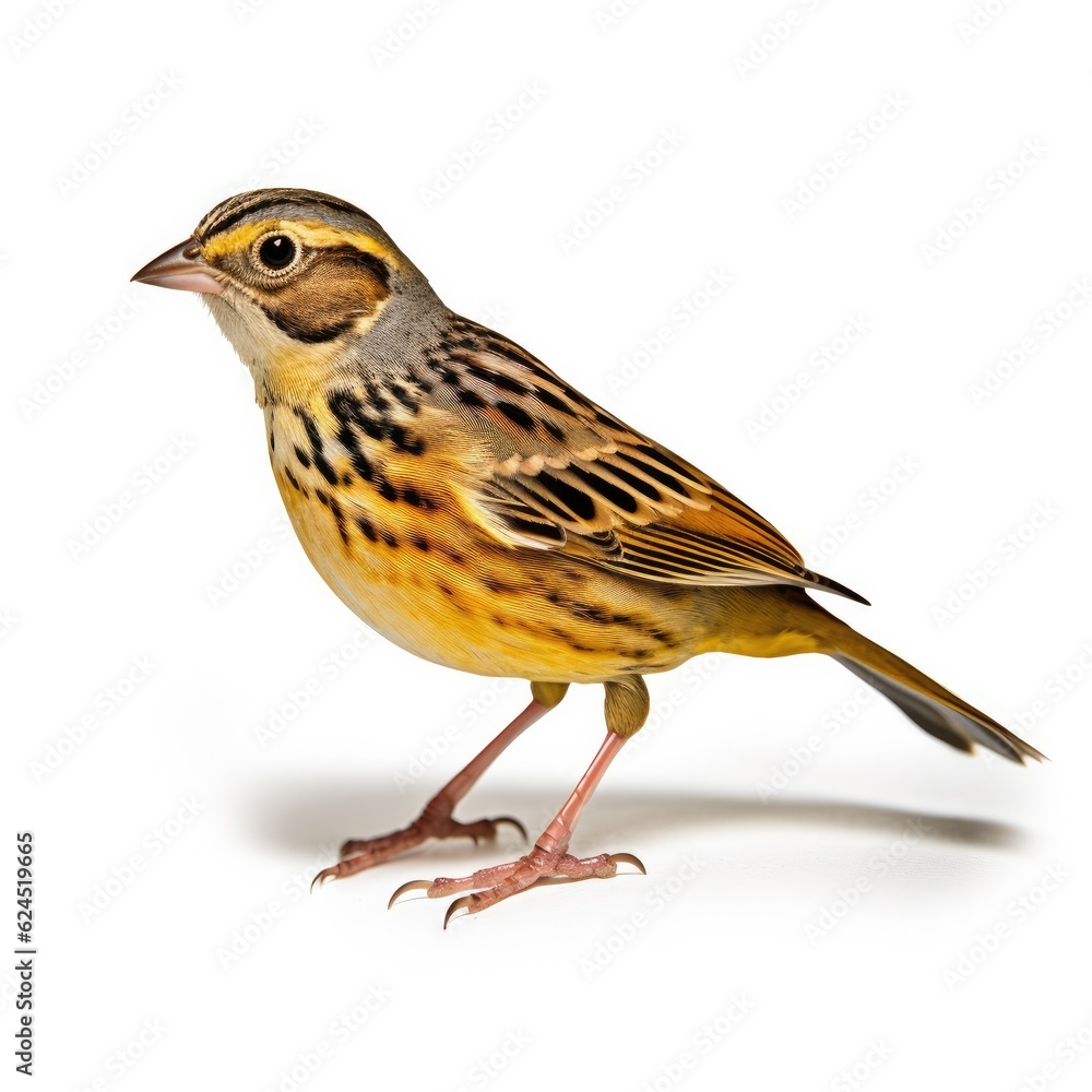 Fototapeta premium Henslows sparrow bird isolated on white. Generative AI