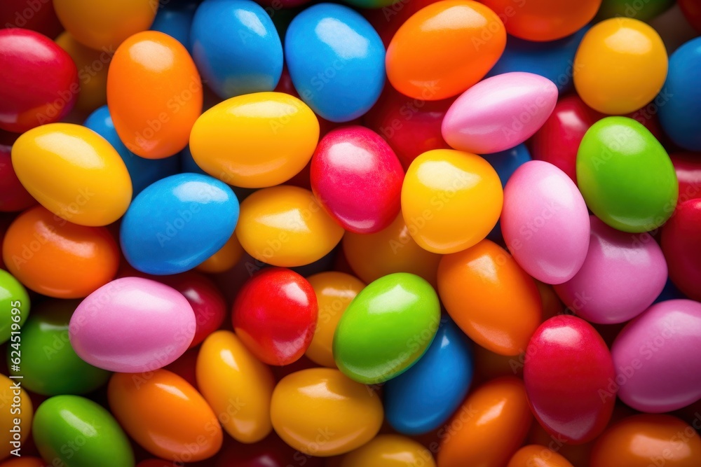Photo of bright colored candy, shot top down. AI generated Photo of bright colored candy, shot top down. AI generated