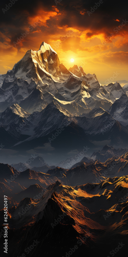 Mount Everest Range at sunrise