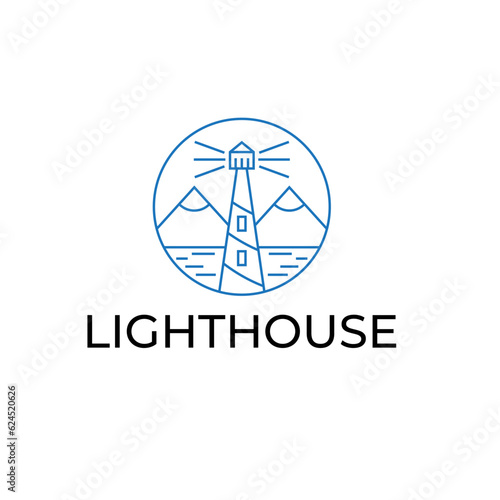 Lighthouse simple vector illustration in line-art style