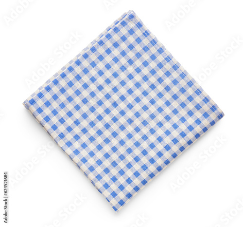 Checkered clean napkin on white background