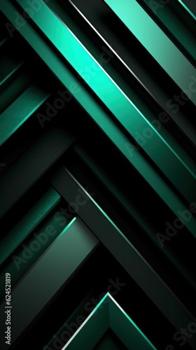 Emerald and Black Multi-Layered Geometry Background AI Generated
