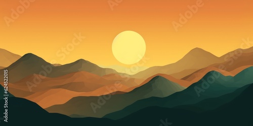 Golden Dusk Mountain Landscape AI Generated