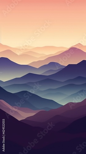 Mountain Landscape with Lavender Sky at Dusk AI Generated