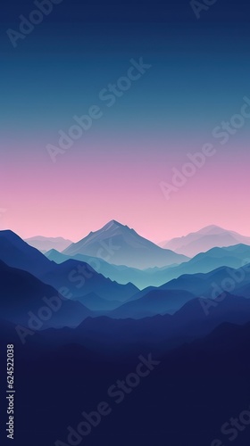 Lilac Sky at Dusk: A Minimalist Mountain Landscape AI Generated © Alex
