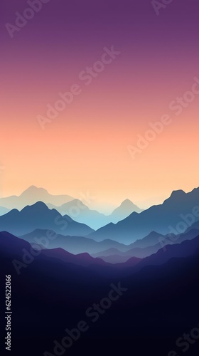 Purple Dusk Mountain Landscape AI Generated