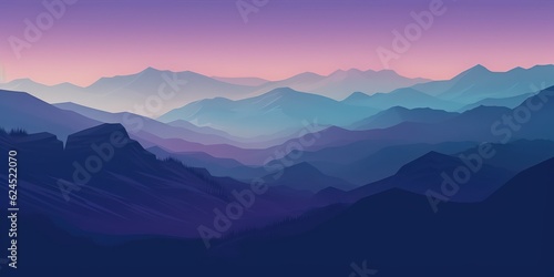 Purple Dusk Mountain Landscape AI Generated © Alex
