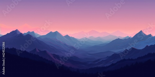 Purple Dusk Mountain Landscape AI Generated © Alex