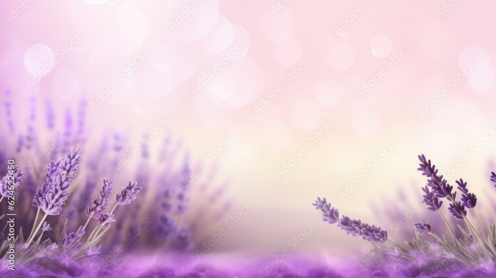 Lavender field. Web banner with copy space. Generative AI Lavender field. Web banner with copy space. Generative AI