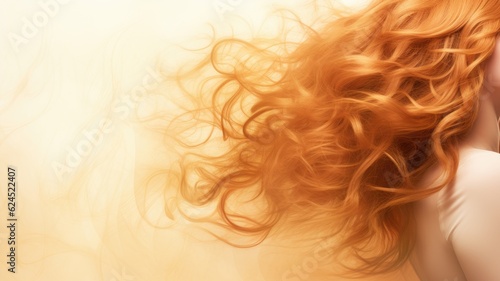Woman with beauty hair. Web banner with copy space. Generative AI
