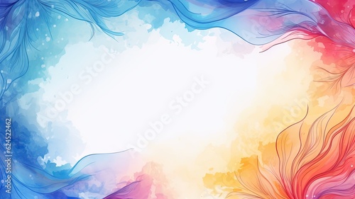 Watercolor background. Web banner with copy space. Generative AI