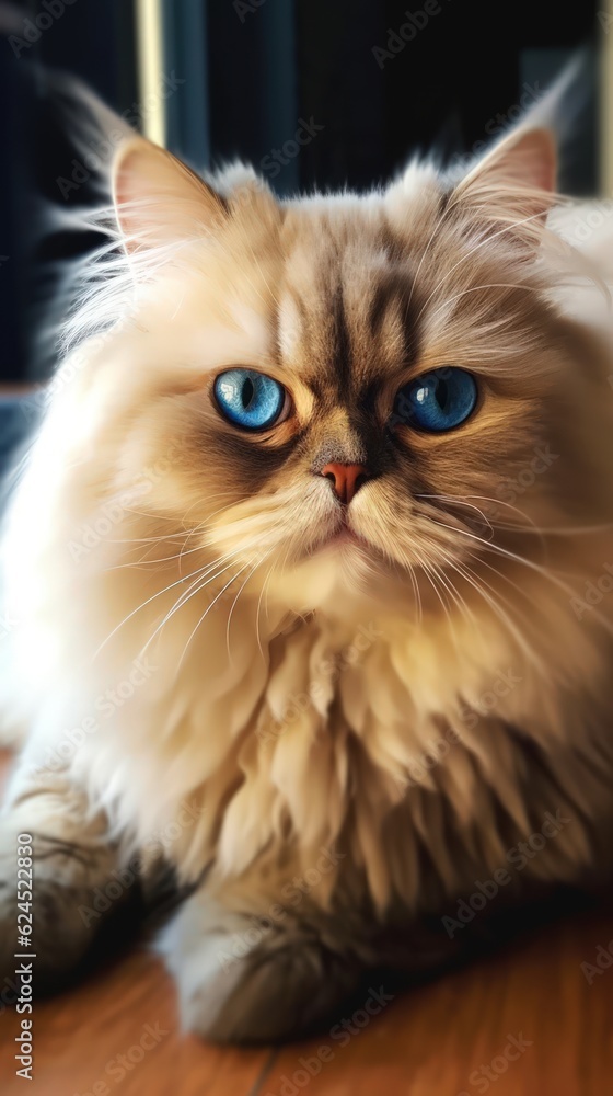 Cute Persian Cat with Blue Eyes AI Generated