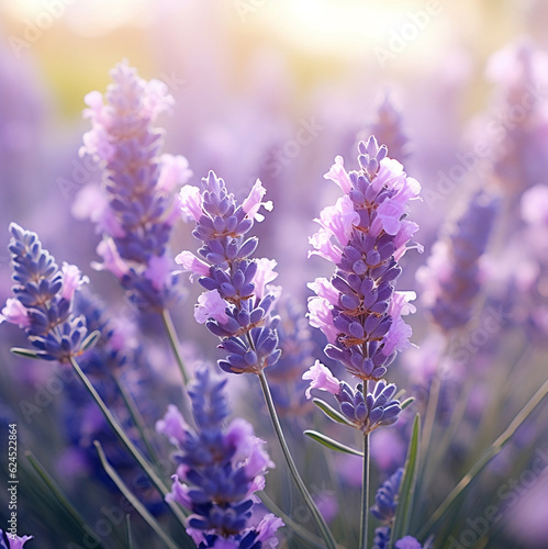 Blooming lavender in a field at sunrise in Provence, France © Dijay