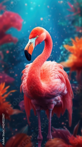 Cute Samurai Flamingo with a Comic Style AI Generated