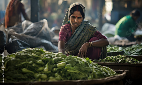 Indian street vendor selling vegetables