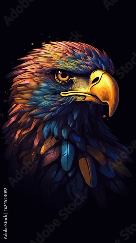 Vibrant Pop Art Eagle on Dark Background AI Generated © Alex