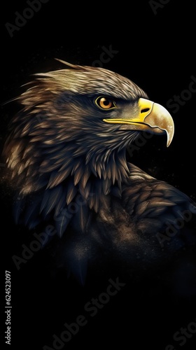 Silhouette of an Eagle on a Dark Background AI Generated