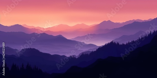 Fiery Orange and Deep Violet Minimalist Mountain Landscape Wallpaper AI Generated