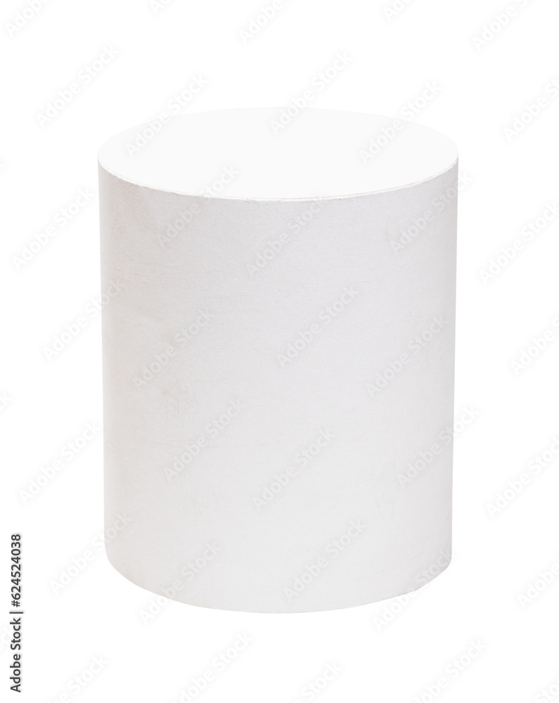 hand-crafted from paper cylinder three-dimensional geometric shape isolated on white background hand-crafted from paper cylinder three-dimensional geometric shape isolated on white background