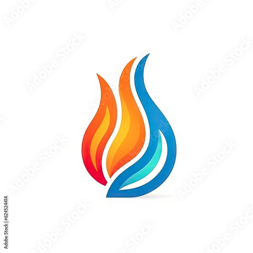 Modern and Minimalistic Stylized Flat Flame Icon on White Background AI Generated © Alex